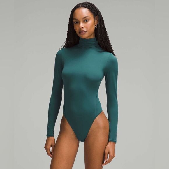 |NWT| LULULEMON Wundermost Ultra-Soft Nulu Turtleneck Bodysuit Storm Teal - Picture 1 of 12